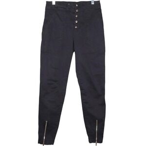 A.L.C. Womens Pants Size 4 Black Tapered Button Fly Ankle Zipper Casual Twill